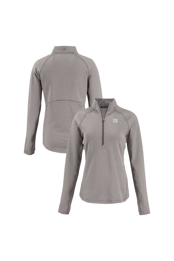 Women's Cutter & Buck Heather Gray New York Giants Peshastin Eco Fleece Recycled Tri-Blend Raglan Half-Zip Jacket