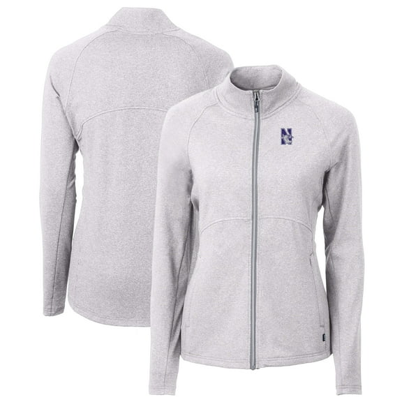 Women's Cutter & Buck  Heather Gray Northwestern Wildcats Adapt Eco Knit Heather Recycled Full-Zip Jacket