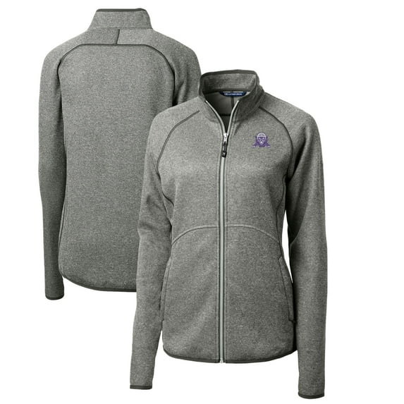 Women's Cutter & Buck Heather Gray Northwestern Wildcats Mainsail Sweater-Knit Full-Zip Jacket
