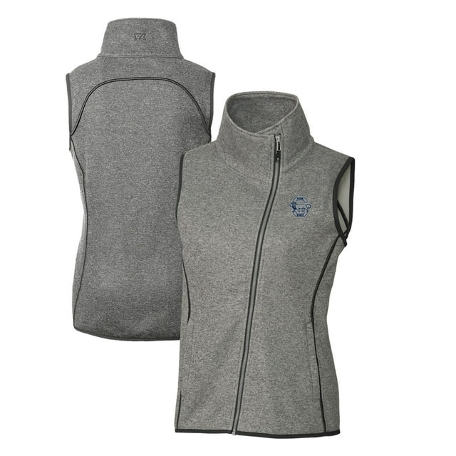 Women's Cutter & Buck Heather Gray Penn State Nittany Lions Mainsail SweaterKnit FullZip Vest