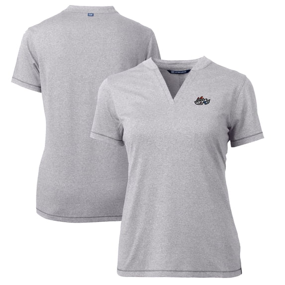 Women's Cutter & Buck Heather Gray Rocket City Trash Pandas Forge DryTec Heathered Stretch Blade Top