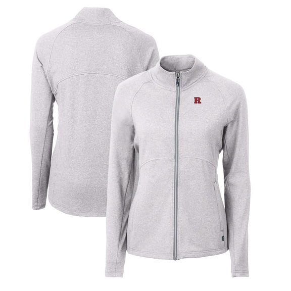 Women's Cutter & Buck Heather Gray Rutgers Scarlet Knights Adapt Eco Knit Heather Recycled Full-Zip Jacket