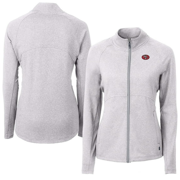 Women's Cutter & Buck Heather Gray San Francisco 49ers Adapt Eco Knit Heather Full-Zip Jacket