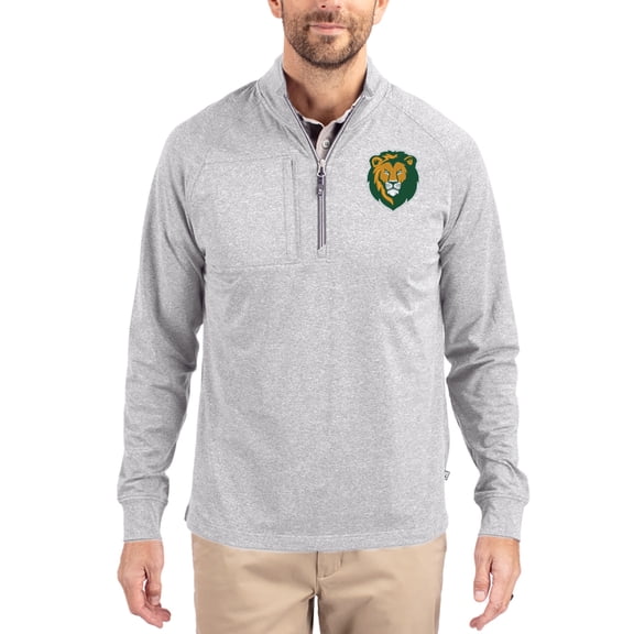 Women's-Cutter & Buck Heather Gray Southeastern Louisiana Lions Adapt Eco Knit Stretch Recycled DryTec Raglan
