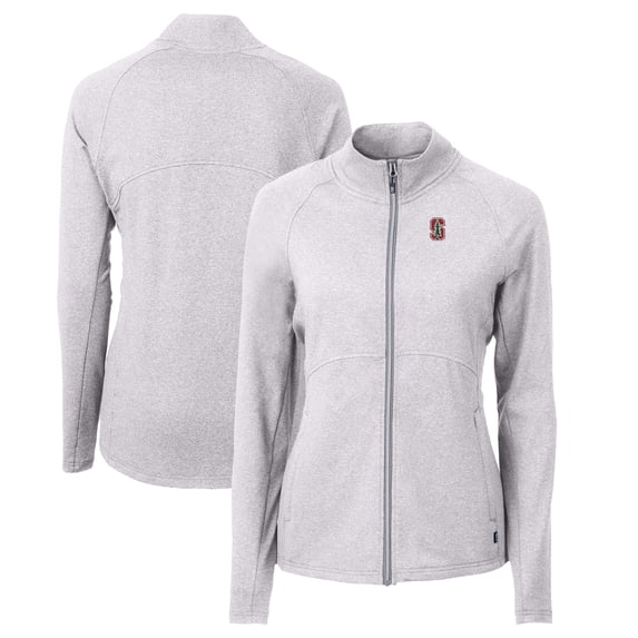 Women's Cutter & Buck Heather Gray Stanford Cardinal Adapt Eco Knit Heather Recycled Full-Zip Jacket