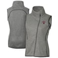 thumbnail image 1 of Women's Cutter & Buck  Heather Gray Texas A&M Aggies Vault Mainsail Sweater-Knit Full-Zip Asymmetrical Vest, 1 of 3