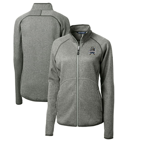 Women's Cutter & Buck Heather Gray Utah State Aggies Mainsail Sweater-Knit Full-Zip Jacket