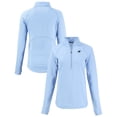 thumbnail image 1 of Women's Cutter & Buck Heather Light Blue Carolina Panthers  Peshastin Eco Fleece Recycled Tri-Blend Raglan Half-Zip, 1 of 3