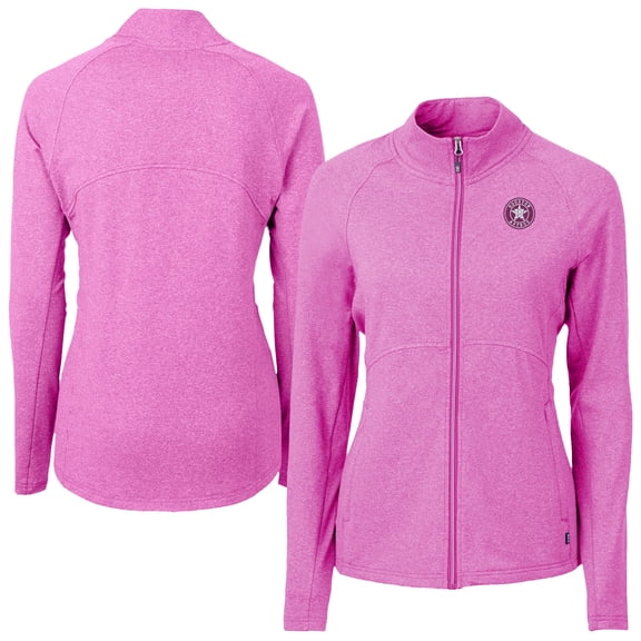 Women's Cutter & Buck  Heather Light Pink Houston Astros Raglan Adapt Eco Knit Heather Recycled Full-Zip Jacket