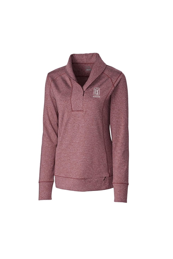 Women's Cutter & Buck Heather Maroon TPC Scottsdale Shoreline Half-Zip Pullover Sweatshirt