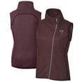 thumbnail image 1 of Women's Cutter & Buck  Heather Maroon Texas A&M Aggies Vault Mainsail Sweater-Knit Full-Zip Asymmetrical Vest, 1 of 3
