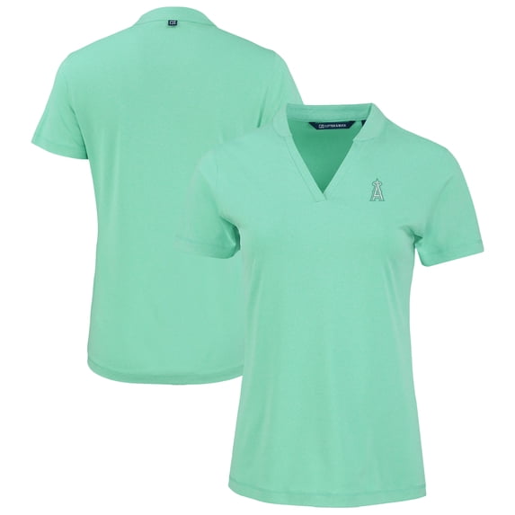 Women's Cutter & Buck Heather Mint Los Angeles Angels Forge Heathered Stretch Blade Top