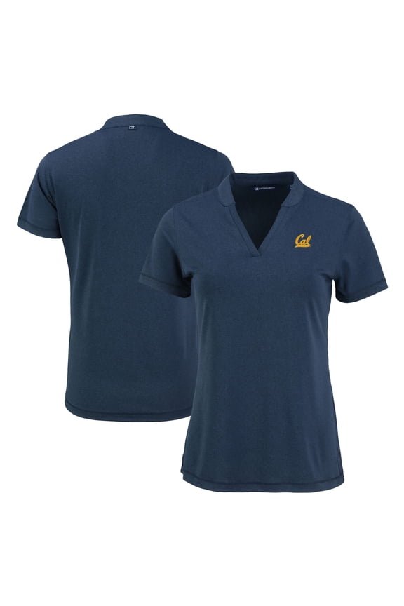 Women's Cutter & Buck Heather Navy Cal Bears Forge Heathered Stretch Blade Top