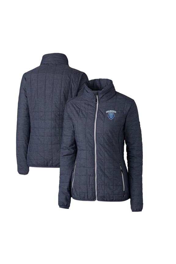 Women's Cutter & Buck Heather Navy Columbia University Rainier Eco Insulated Puffer Full-Zip Jacket