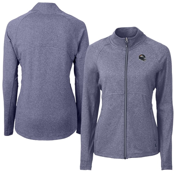 Women's Cutter & Buck Heather Navy Denver Broncos Adapt Eco Knit Heather Full-Zip Jacket