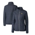 thumbnail image 1 of Women's Cutter & Buck Heather Navy GA Tech Yellow Jackets Rainier Eco Insulated Puffer Full-Zip Jacket, 1 of 3
