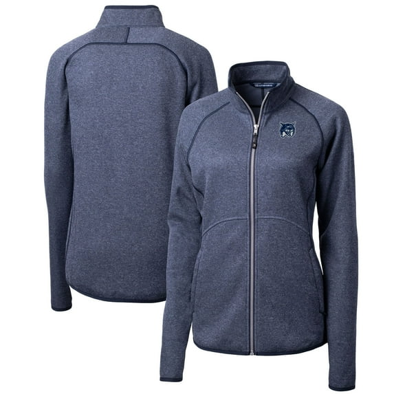 Women's Cutter & Buck Heather Navy New Hampshire Wildcats Mainsail Sweater-Knit Full-Zip Jacket