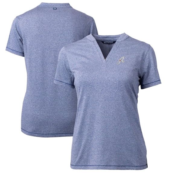 Women's Cutter & Buck Heather Navy Reno Aces Forge DryTec Heathered Stretch Blade Top