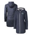 thumbnail image 1 of Women's Cutter & Buck Heather Navy UNC Wilmington Seahawks Rainier Primaloft Eco Hooded Long Coat, 1 of 3