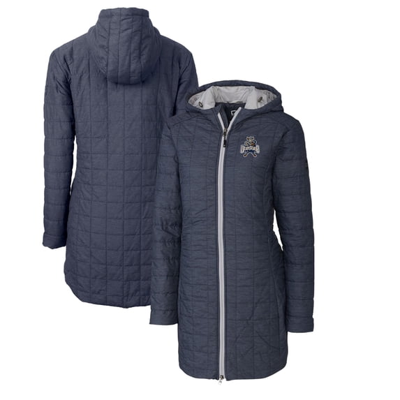 Women's Cutter & Buck Heather Navy Utah State Aggies Vault Rainier Primaloft Eco Hooded Long Coat