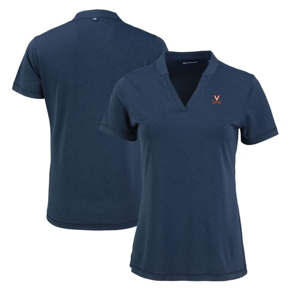 Women's Cutter & Buck Heather Navy Virginia Cavaliers Forge Heathered Stretch Blade Top