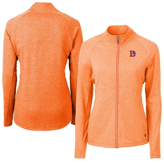 Women's Cutter & Buck Heather Orange Denver Broncos Adapt Eco Knit Heather Full-Zip Jacket