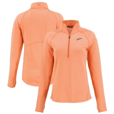 Women's Cutter & Buck Heather Orange San Diego Padres Peshastin Eco Fleece Recycled Raglan Half-Zip Top