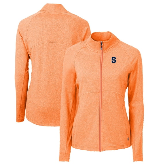 Women's Cutter & Buck Heather Orange Syracuse Orange Adapt Eco Knit Heather Recycled Full-Zip Jacket