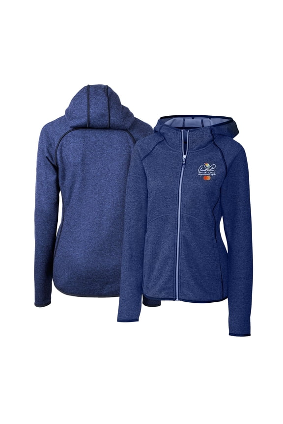 Women's Cutter & Buck Heather Powder Blue Arnold Palmer Invitational Mainsail Sweater-Knit Full-Zip Hoodie