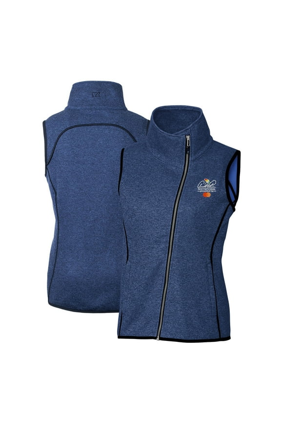 Women's Cutter & Buck Heather Powder Blue Arnold Palmer Invitational Mainsail Sweater-Knit Full-Zip Vest