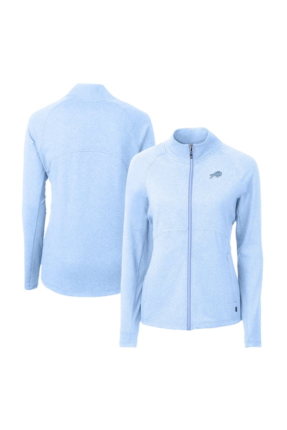 Women's Cutter & Buck Heather Powder Blue Buffalo Bills Adapt Eco Knit Heather Recycled Full-Zip Jacket