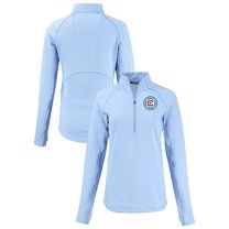Women's-Cutter & Buck Heather Powder Blue Chicago Fire Peshastin Eco Fleece Recycled Half-Zip Top