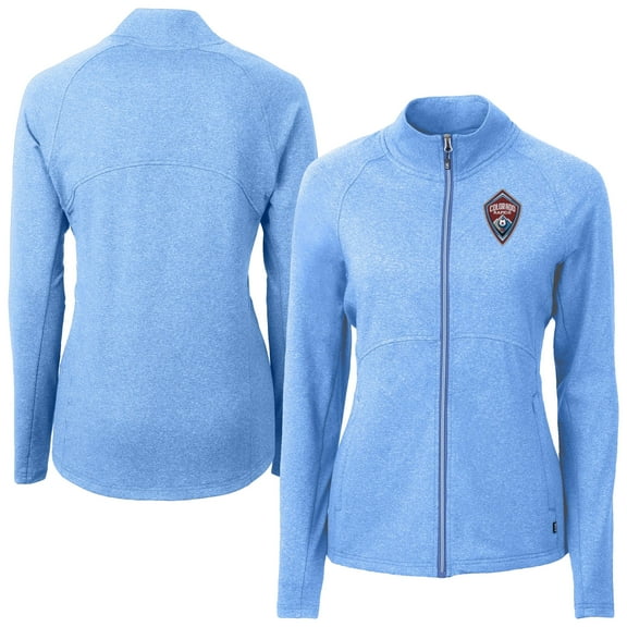 Women's-Cutter & Buck Heather Powder Blue Colorado Rapids Adapt Eco Knit Hybrid Recycled Raglan Full-Zip Jacket
