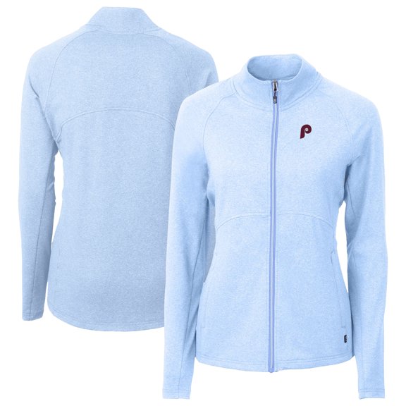 Women's Cutter & Buck Heather Powder Blue Philadelphia Phillies Cooperstown Collection Adapt Eco Knit Hybrid Recycled