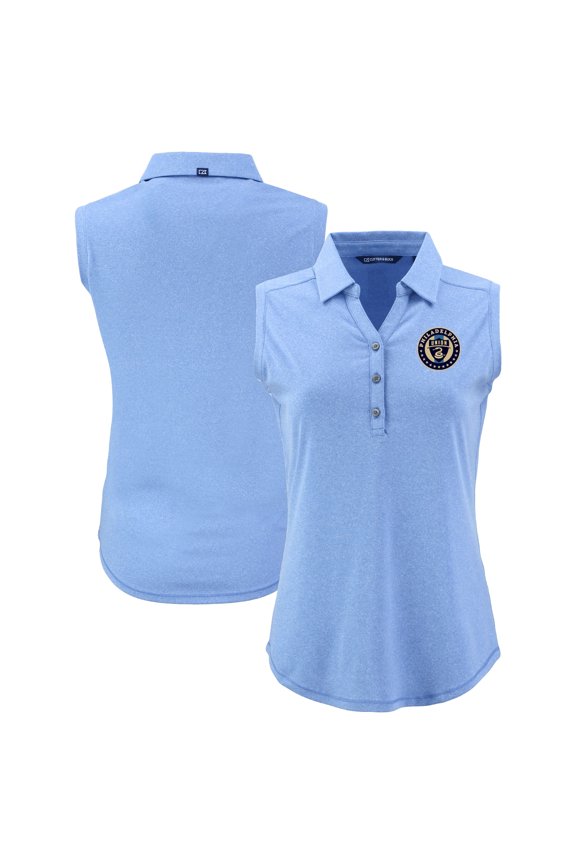 Women's Cutter & Buck Heather Powder Blue Philadelphia Union Forge Eco Stretch Recycled Sleeveless Polo