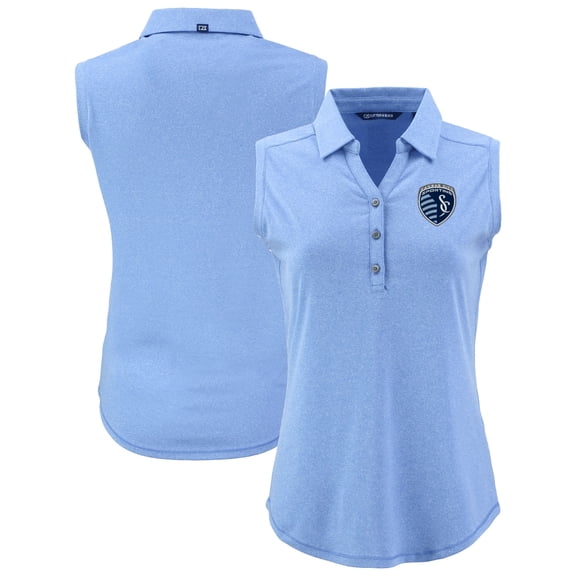 Women's Cutter & Buck Heather Powder Blue Sporting Kansas City Forge Eco Stretch Recycled Sleeveless Polo