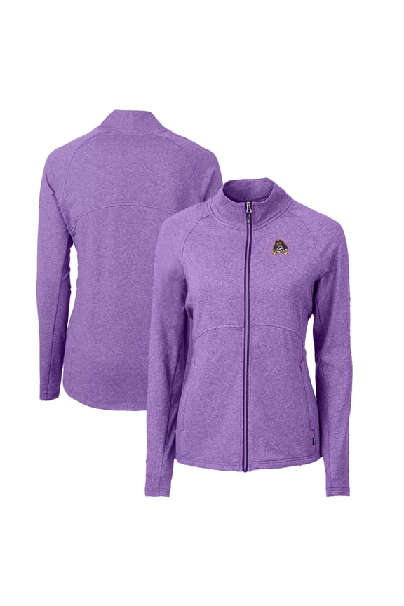 Women's Cutter & Buck  Heather Purple ECU Pirates Adapt Eco Knit Heather Recycled Full-Zip Jacket