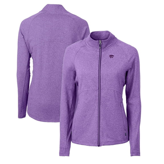 Women's Cutter & Buck  Heather Purple Kansas State Wildcats Adapt Eco Knit Heather Recycled Full-Zip Jacket