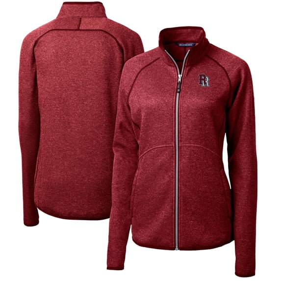 Women's Cutter & Buck Heather Red Round Rock Express Mainsail Sweater-Knit Full-Zip Jacket