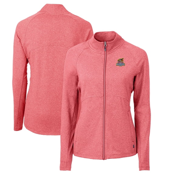 Women's Cutter & Buck Heather Red Toledo Mud Hens Adapt Eco Knit Heather Recycled Full-Zip Jacket