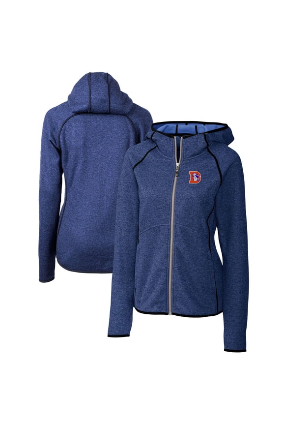 Women's Cutter & Buck Heather Royal Denver Broncos Throwback Logo Mainsail Full-Zip Jacket