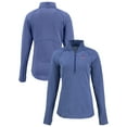 thumbnail image 1 of Women's Cutter & Buck Heather Royal New England Patriots  Peshastin Eco Fleece Recycled Tri-Blend Raglan Half-Zip Jacket, 1 of 3