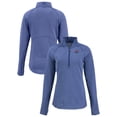 thumbnail image 1 of Women's Cutter & Buck Heather Royal New York Giants  Peshastin Eco Fleece Recycled Tri-Blend Raglan Half-Zip Jacket, 1 of 3