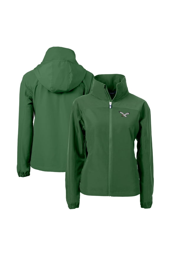 Women's Cutter & Buck Hunter Green Philadelphia Eagles Throwback Charter Eco Recycled Full-Zip Jacket