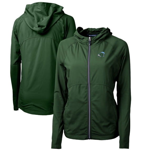 Women's Cutter & Buck Hunter Green Tulane Green Wave Adapt Eco Knit Full-Zip Hoodie