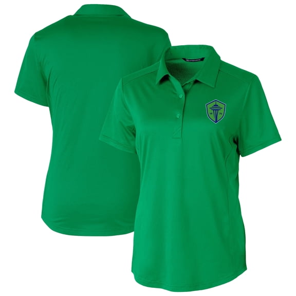 Women's-Cutter & Buck  Kelly Green Seattle Sounders FC Prospect Eco Textured Stretch Recycled Polo