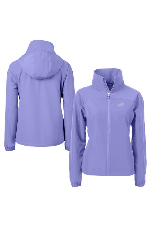 Women's Cutter & Buck Lavender Los Angeles Dodgers Charter Eco Recycled Full-Zip Jacket