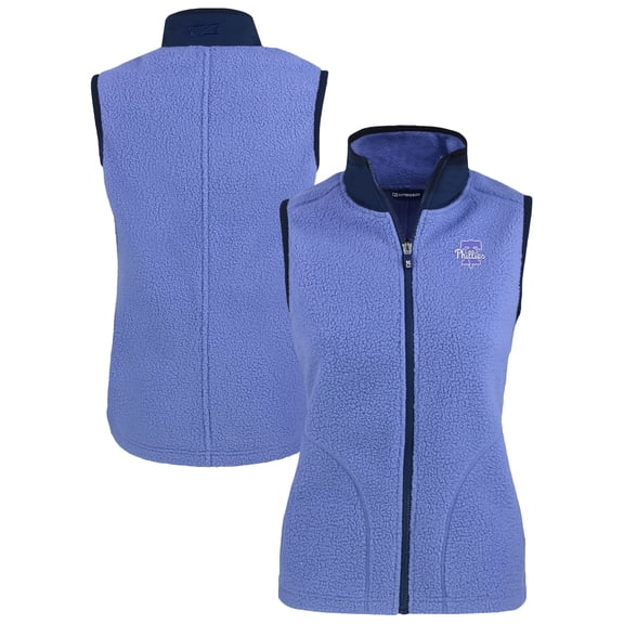 Women's Cutter & Buck Lavender Philadelphia Phillies Cascade Eco Fleece Full-Zip Vest