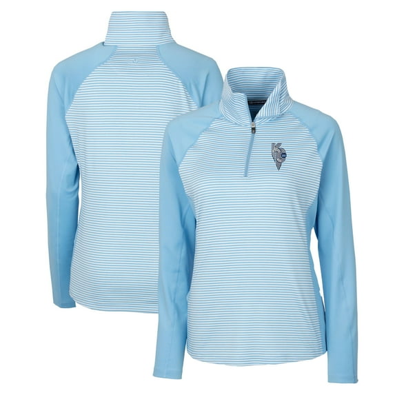 Women's Cutter & Buck Light Blue Kansas City Royals City Connect DryTec Forge Tonal Stripe Half-Zip Top