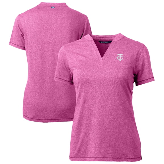 Women's Cutter & Buck  Light Pink Minnesota Twins Forge Heathered Stretch Blade Top